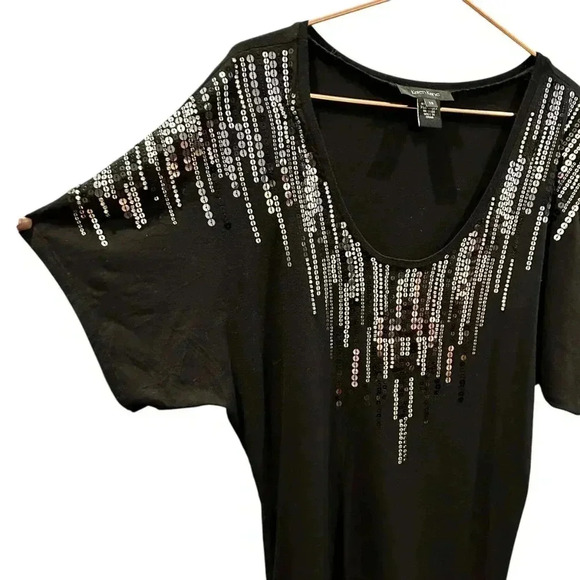 Karen Kane black blouse with silver sequins size xs - Picture 3 of 4